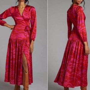 ANTHROPOLOGIE HUTCH Ciara Zebra-Striped Wrap Maxi Dress XS
